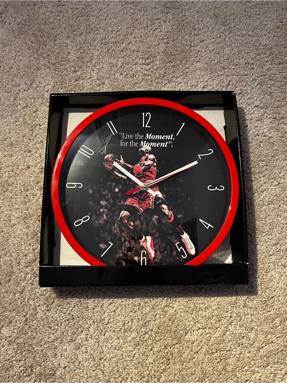 Live the Moment Motivation Micheal Jordan Red Basketball Wall Clock - Brand